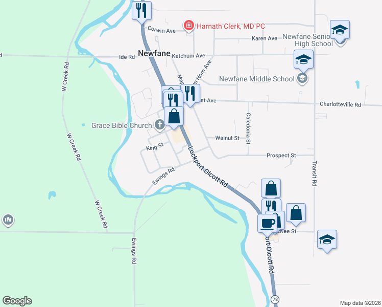 map of restaurants, bars, coffee shops, grocery stores, and more near 2776 Main Street in Newfane