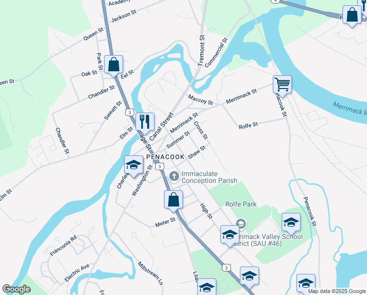 map of restaurants, bars, coffee shops, grocery stores, and more near 26 Summer Street in Concord