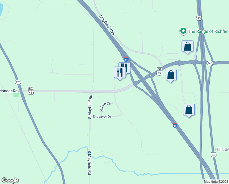 map of restaurants, bars, coffee shops, grocery stores, and more near 3191 Pioneer Road in Richfield