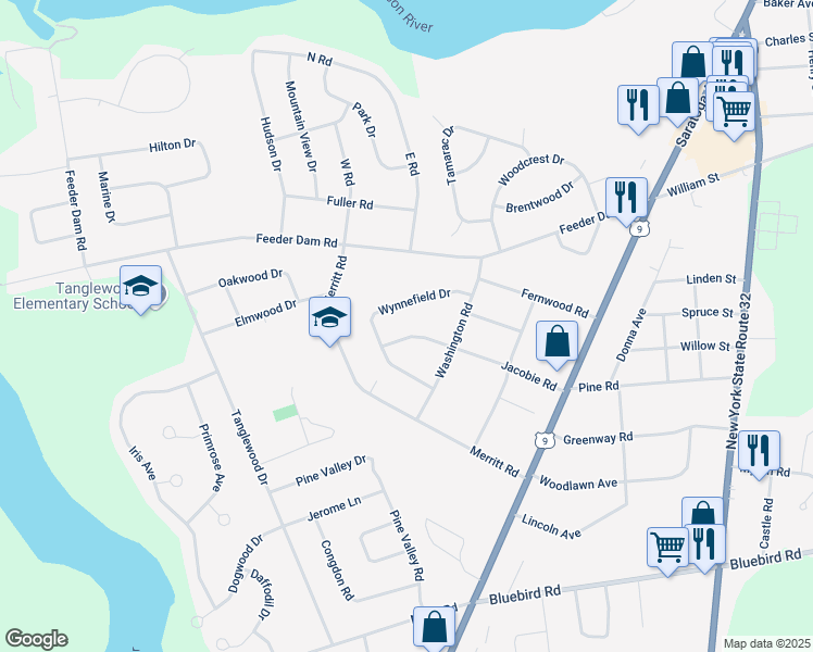 map of restaurants, bars, coffee shops, grocery stores, and more near 29 Jacobie Road in South Glens Falls