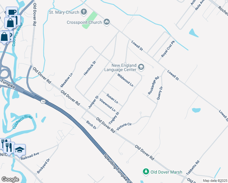 map of restaurants, bars, coffee shops, grocery stores, and more near 3 Hickory Lane in Rochester