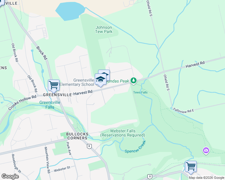 map of restaurants, bars, coffee shops, grocery stores, and more near 618 Harvest Road in Hamilton