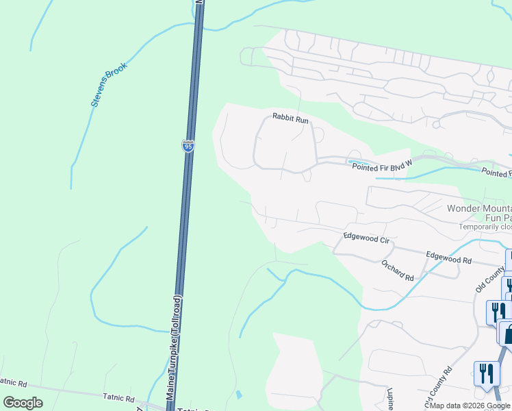 map of restaurants, bars, coffee shops, grocery stores, and more near Rabbit Run in Wells