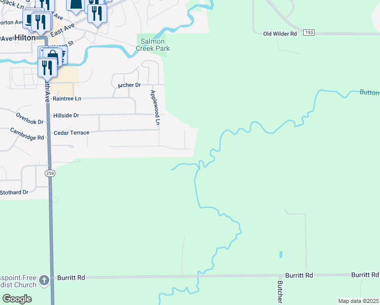 map of restaurants, bars, coffee shops, grocery stores, and more near 355 Parma View Drive in Hilton