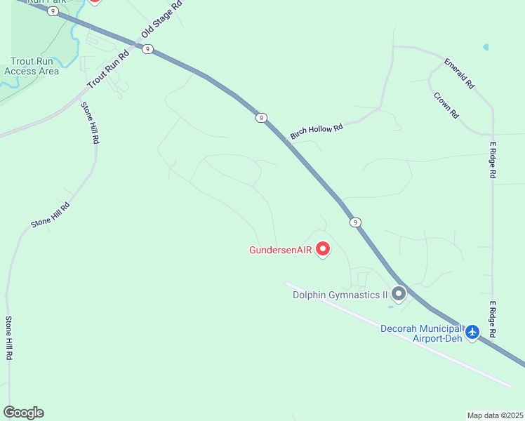 map of restaurants, bars, coffee shops, grocery stores, and more near 2387 Red Oak Road in Decorah