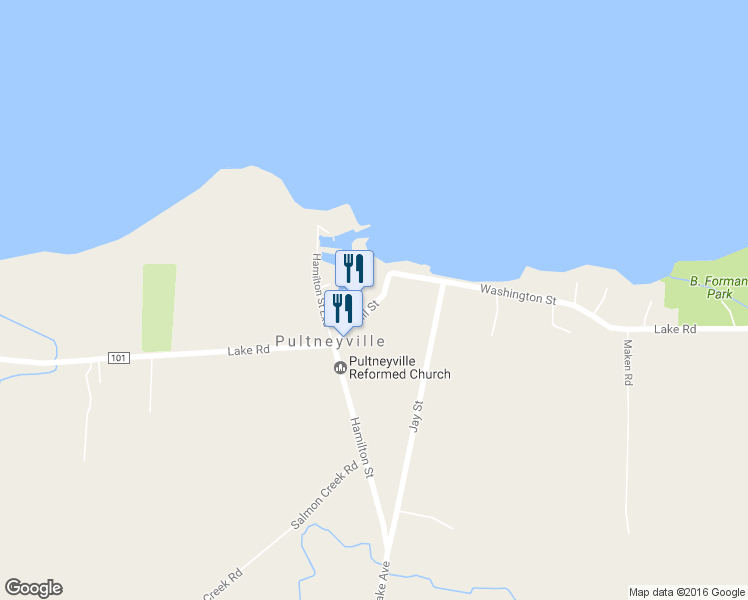 map of restaurants, bars, coffee shops, grocery stores, and more near 4145 Lake Road in Williamson