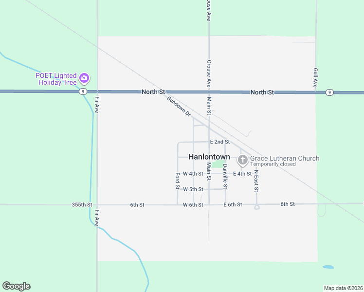 map of restaurants, bars, coffee shops, grocery stores, and more near 201 West 2nd Street in Hanlontown