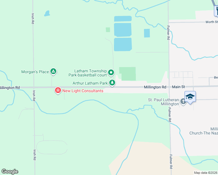 map of restaurants, bars, coffee shops, grocery stores, and more near 5227 Millington Road in Millington