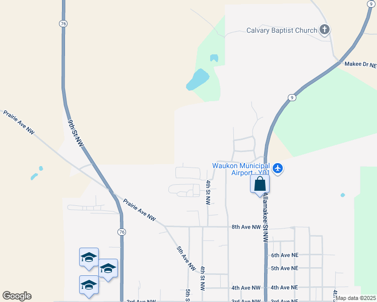 map of restaurants, bars, coffee shops, grocery stores, and more near in Waukon