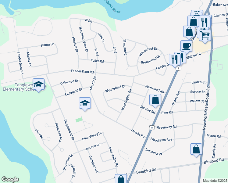 map of restaurants, bars, coffee shops, grocery stores, and more near 29 Jacobie Road in South Glens Falls