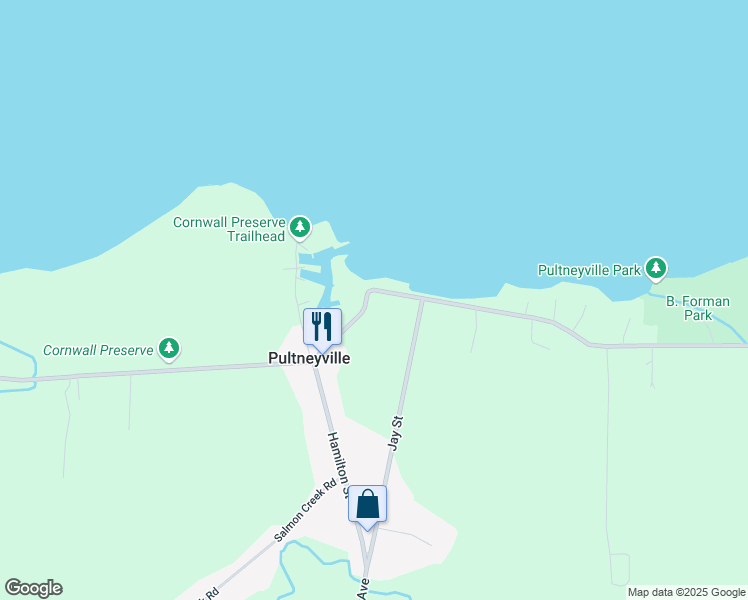 map of restaurants, bars, coffee shops, grocery stores, and more near 4145 Lake Road in Williamson