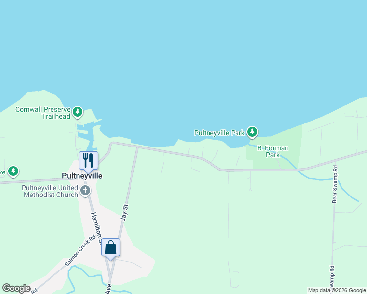 map of restaurants, bars, coffee shops, grocery stores, and more near 4325 Lake Road in Williamson