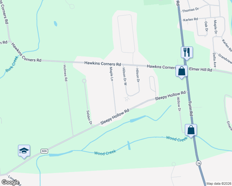 map of restaurants, bars, coffee shops, grocery stores, and more near 8686 Maple Lane in Rome
