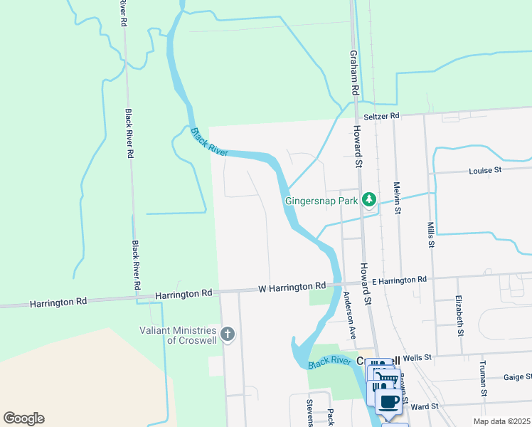map of restaurants, bars, coffee shops, grocery stores, and more near 398 George V Avenue in Croswell