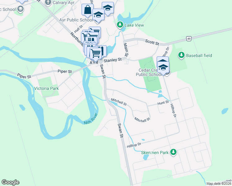 map of restaurants, bars, coffee shops, grocery stores, and more near 1 Malone Street in Ayr