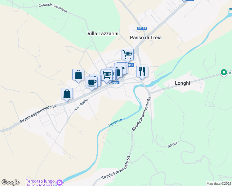 map of restaurants, bars, coffee shops, grocery stores, and more near 1 Via del Vallato in Passo di Treia