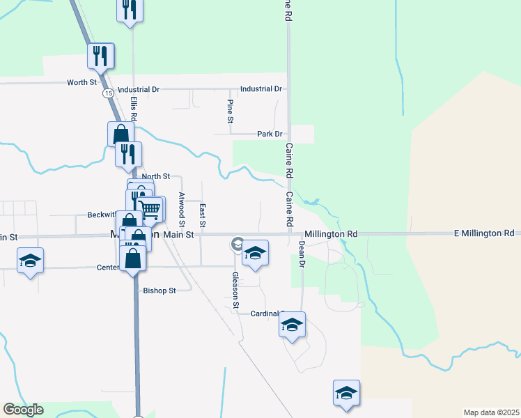 map of restaurants, bars, coffee shops, grocery stores, and more near 8477 Brookside Court in Millington