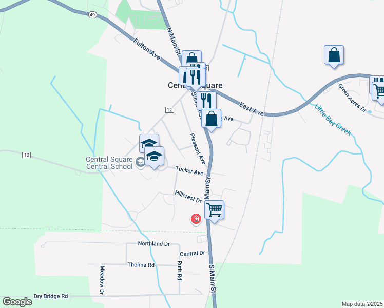 map of restaurants, bars, coffee shops, grocery stores, and more near 208 Pleasant Ave in Central Square