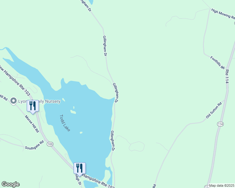 map of restaurants, bars, coffee shops, grocery stores, and more near 172 Gillingham Dr in Newbury