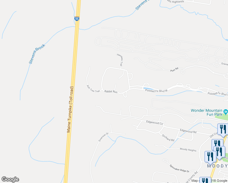 map of restaurants, bars, coffee shops, grocery stores, and more near Rabbit Run in Wells