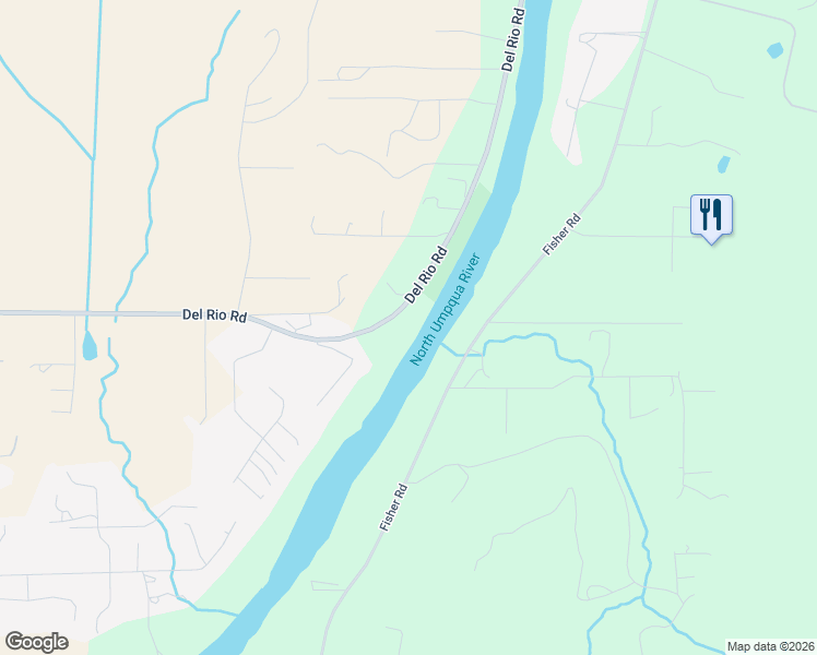 map of restaurants, bars, coffee shops, grocery stores, and more near 3782 Del Rio Road in Roseburg
