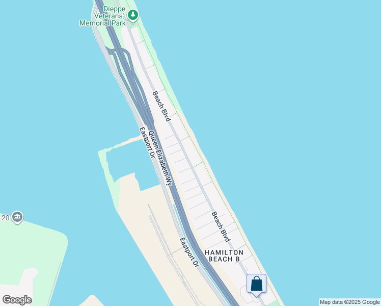 map of restaurants, bars, coffee shops, grocery stores, and more near 749 Beach Boulevard in Hamilton