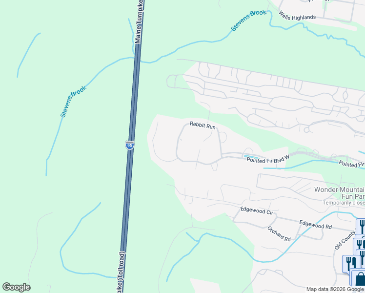 map of restaurants, bars, coffee shops, grocery stores, and more near 150 Rabbit Run in Wells