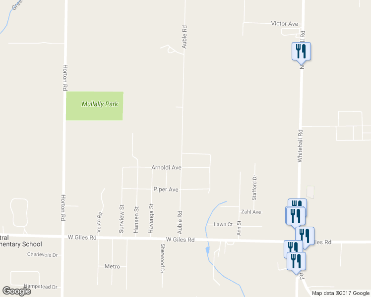 map of restaurants, bars, coffee shops, grocery stores, and more near 1700 Auble Road in Muskegon