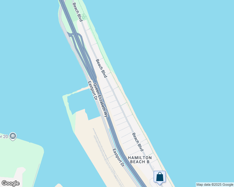 map of restaurants, bars, coffee shops, grocery stores, and more near 765 Beach Boulevard in Hamilton