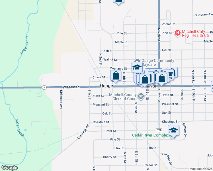 map of restaurants, bars, coffee shops, grocery stores, and more near in Osage