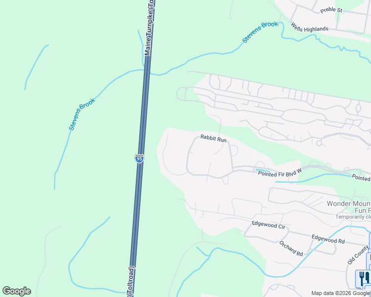 map of restaurants, bars, coffee shops, grocery stores, and more near 150 Rabbit Run in Wells