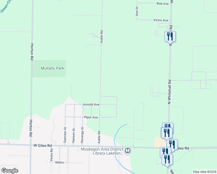 map of restaurants, bars, coffee shops, grocery stores, and more near 1700 Auble Road in Muskegon
