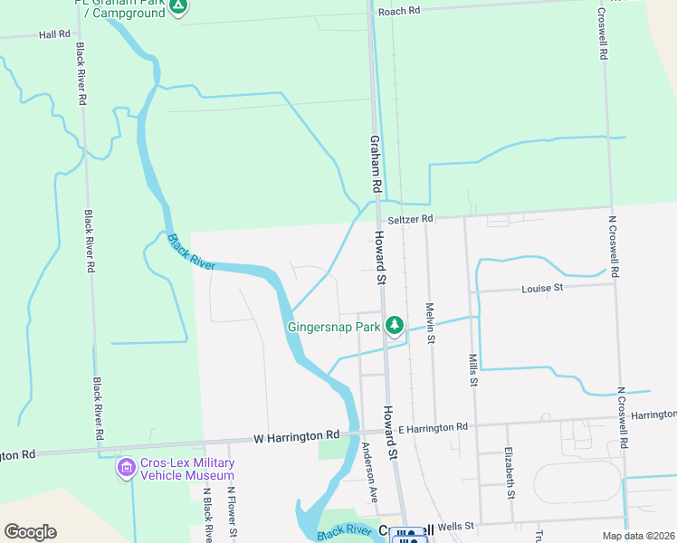 map of restaurants, bars, coffee shops, grocery stores, and more near 315 Jackson Street in Croswell