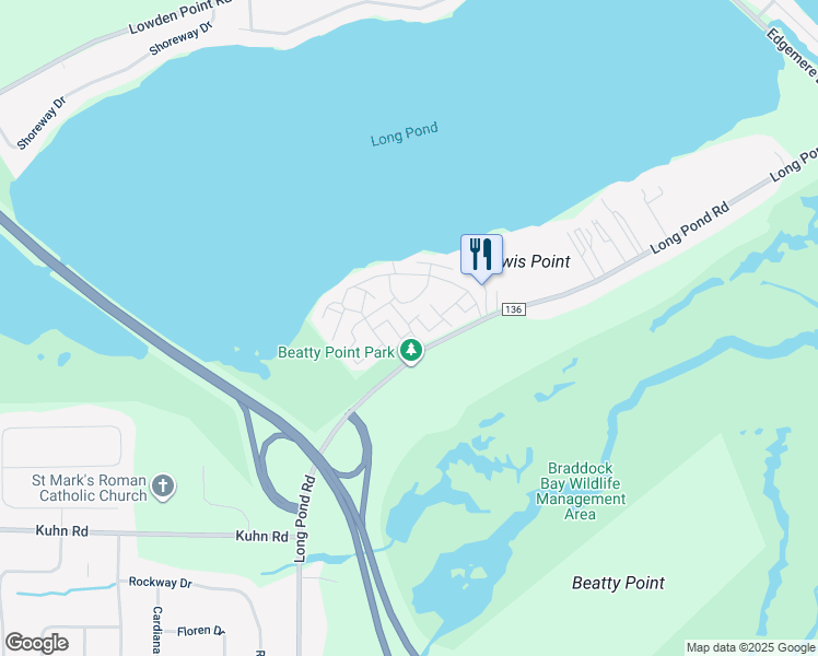 map of restaurants, bars, coffee shops, grocery stores, and more near 154 Pond View Heights in Rochester