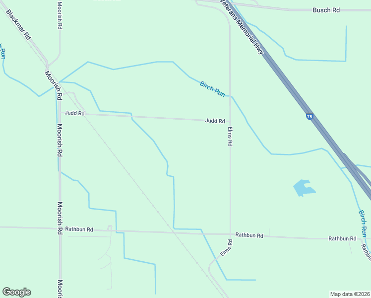 map of restaurants, bars, coffee shops, grocery stores, and more near 6640 Judd Road in Birch Run