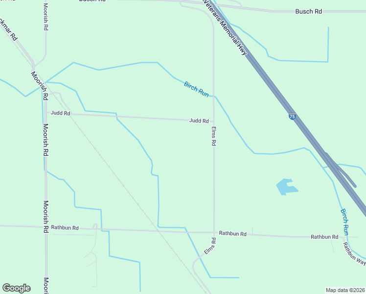 map of restaurants, bars, coffee shops, grocery stores, and more near 6640 Judd Road in Birch Run