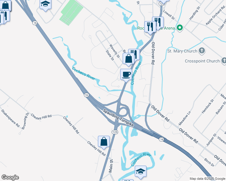 map of restaurants, bars, coffee shops, grocery stores, and more near 763 Columbus Avenue in Rochester