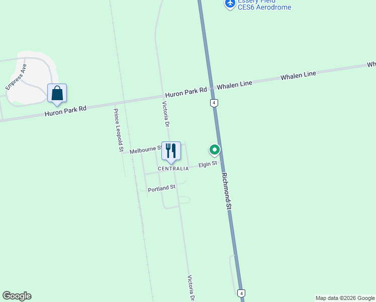 map of restaurants, bars, coffee shops, grocery stores, and more near 214 Prince Albert Street in South Huron