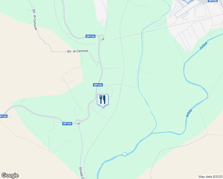 map of restaurants, bars, coffee shops, grocery stores, and more near 95 Via della Pace in Siena