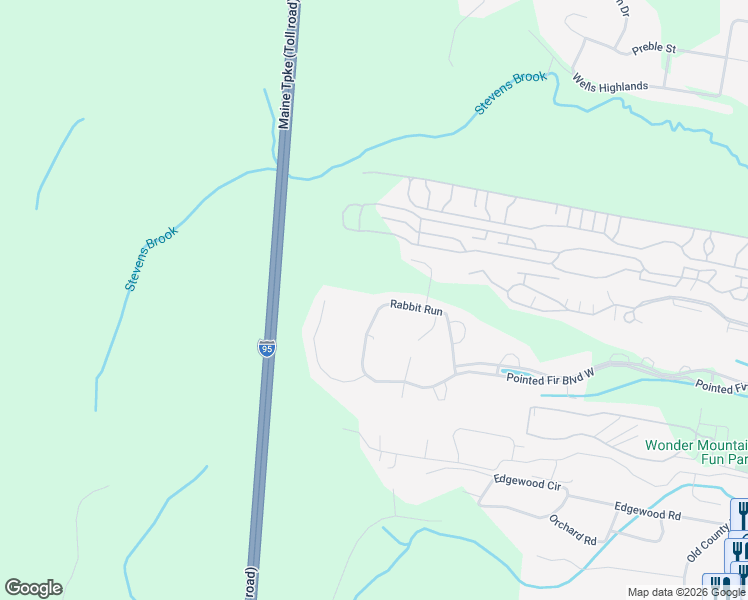 map of restaurants, bars, coffee shops, grocery stores, and more near 123 Rabbit Run in Wells