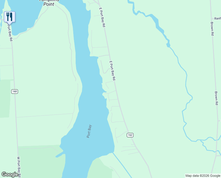 map of restaurants, bars, coffee shops, grocery stores, and more near 7925 East Port Bay Road in Wolcott