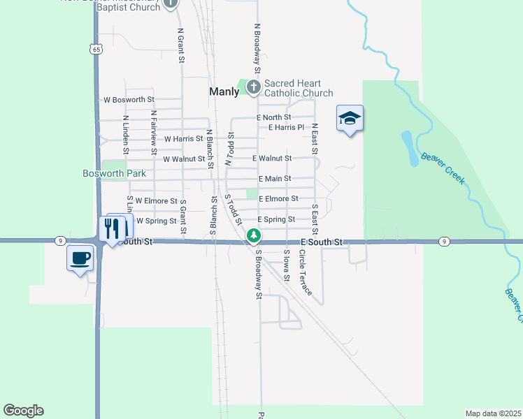 map of restaurants, bars, coffee shops, grocery stores, and more near 249 South Broadway Street in Manly
