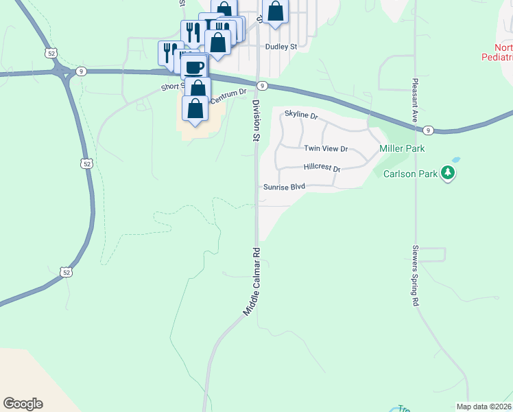 map of restaurants, bars, coffee shops, grocery stores, and more near 1559 Division Street in Decorah