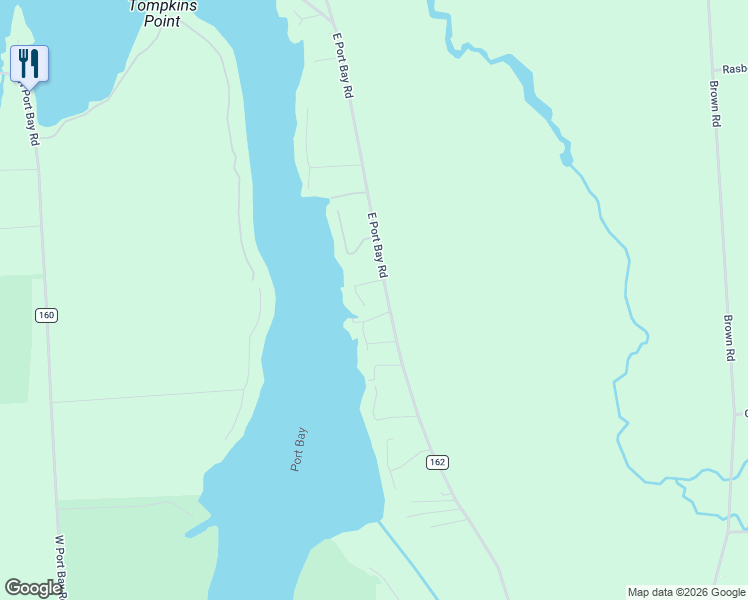 map of restaurants, bars, coffee shops, grocery stores, and more near 7925 East Port Bay Road in Wolcott