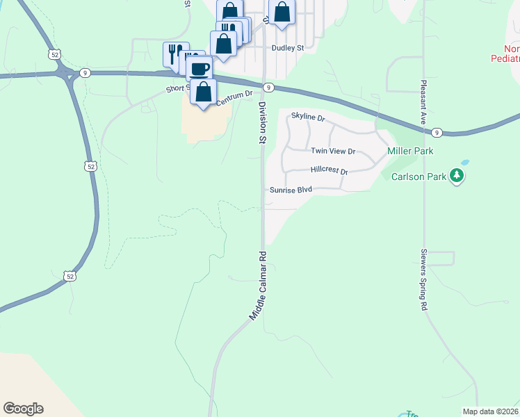 map of restaurants, bars, coffee shops, grocery stores, and more near 1559-1599 Division Street in Decorah