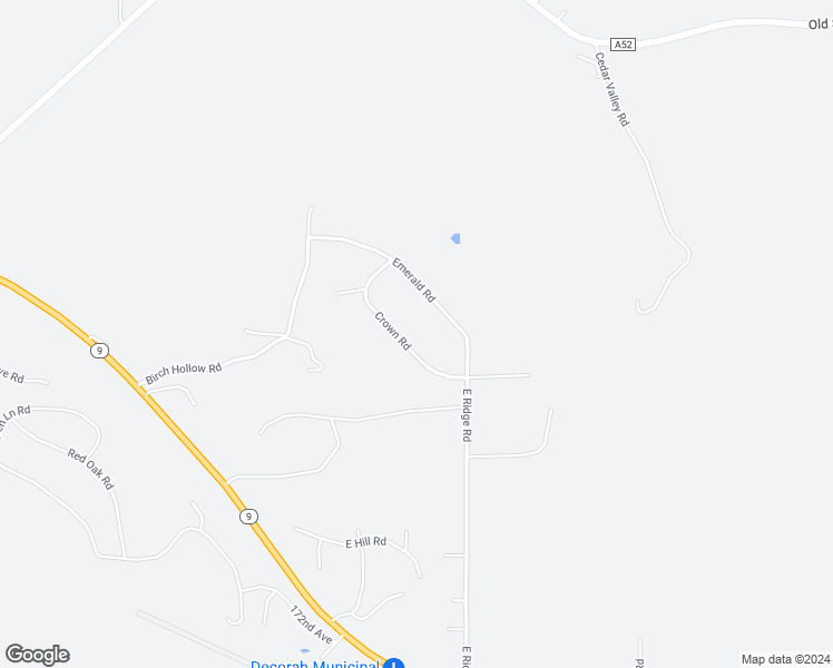 map of restaurants, bars, coffee shops, grocery stores, and more near 2414 Crown Road in Decorah