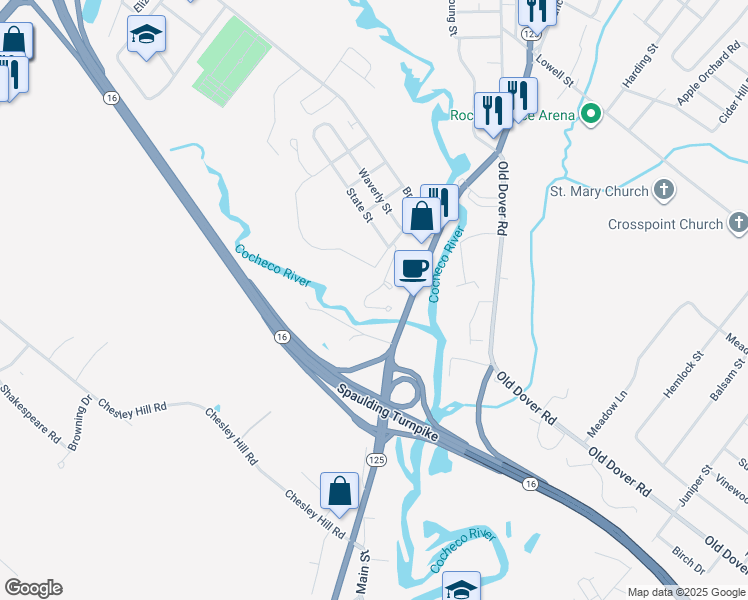 map of restaurants, bars, coffee shops, grocery stores, and more near 763 Columbus Avenue in Rochester