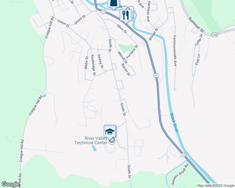 map of restaurants, bars, coffee shops, grocery stores, and more near 181 South St in Springfield