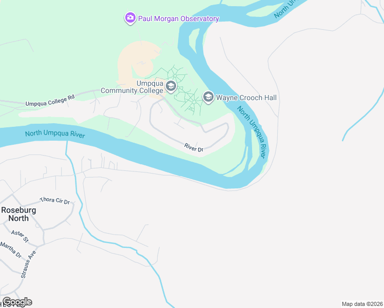 map of restaurants, bars, coffee shops, grocery stores, and more near 96 River Drive in Roseburg