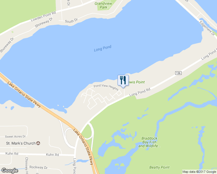 map of restaurants, bars, coffee shops, grocery stores, and more near 205 Long Pond Road in Rochester